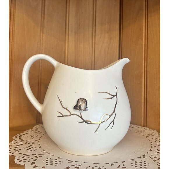 Vintage Carltonware Brown White Magnolia Blossom Creamer Pitcher Small Jug - Picture 6 of 7